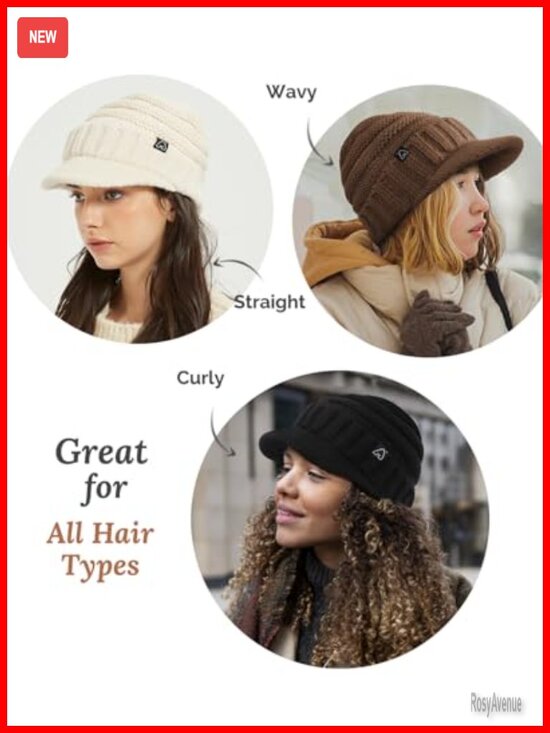 Satin Lined Slouchy Beanie with Visor Brim for Women Men